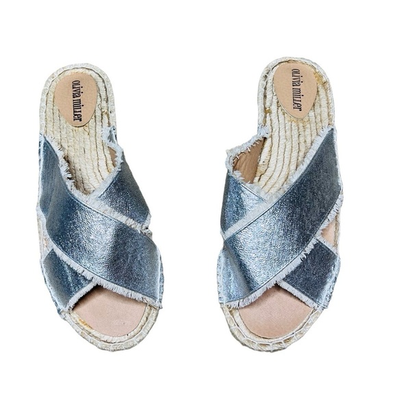 Olivia Miller Shoes - Olivia Miller Silver Slip-on Espadrille Sandals